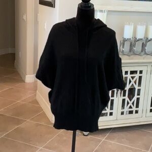 VINCE ponchosweater hoodie, 100% cashmere, black, size M